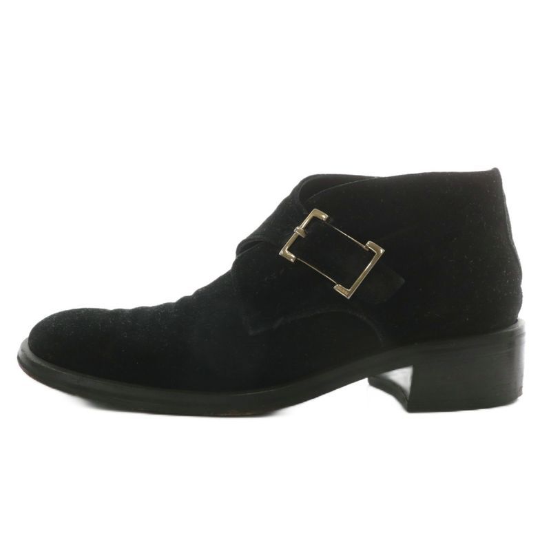 Gucci Chukka Boots Suede Short Round Toe Monk Strap 37 Black XZ — view 2