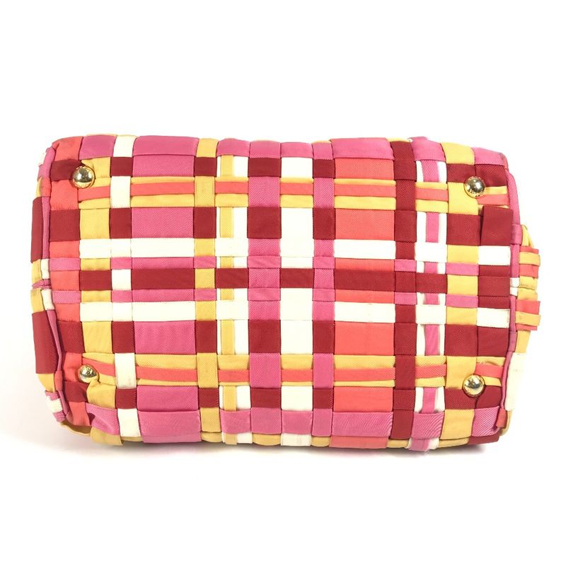 Prada Handbag Triangle Logo Plate Nylon Pink — view 5