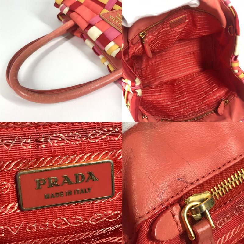 Prada Handbag Triangle Logo Plate Nylon Pink — view 8