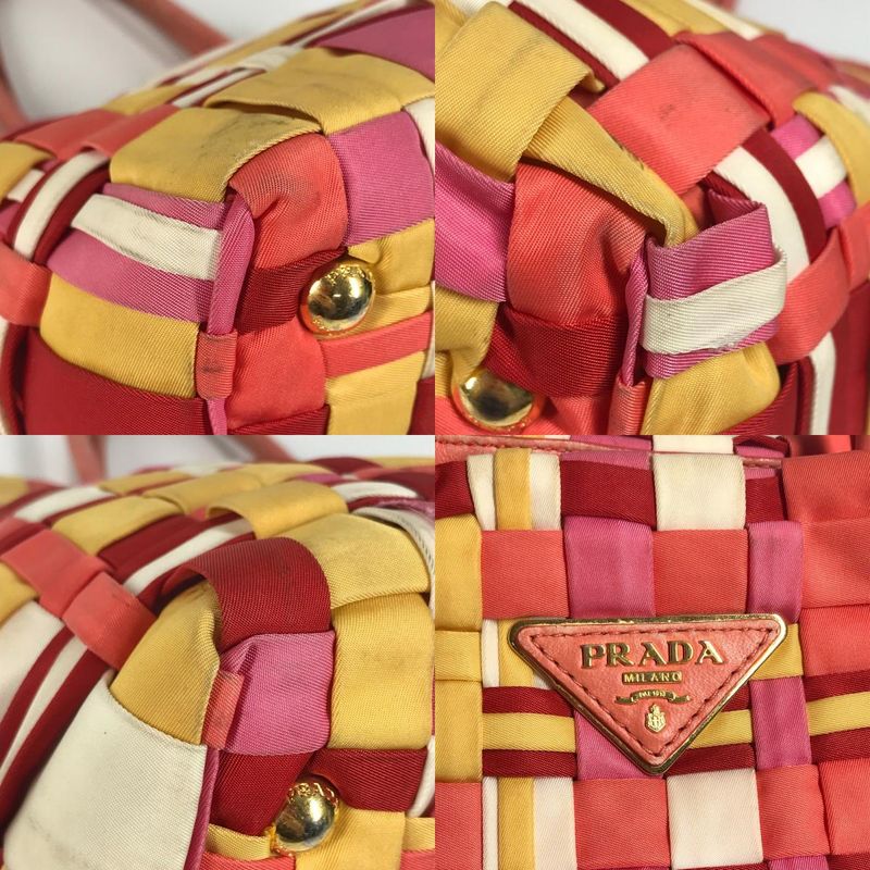 Prada Handbag Triangle Logo Plate Nylon Pink — view 7