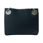 Gucci Black Silver Hardware GG Canvas Leather Shoulder Bag Messenger — view 2