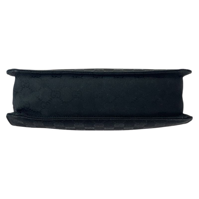 Gucci Black Silver Hardware GG Canvas Leather Shoulder Bag Messenger — view 8