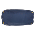 Prada Navy Gold Hardware Nylon Leather Shoulder Bag Handbag — view 9
