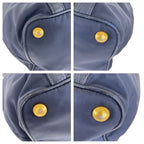 Prada Navy Gold Hardware Nylon Leather Shoulder Bag Handbag — view 3
