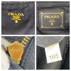Prada Navy Gold Hardware Nylon Leather Shoulder Bag Handbag — view 4