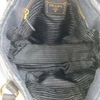 Prada Navy Gold Hardware Nylon Leather Shoulder Bag Handbag — view 8