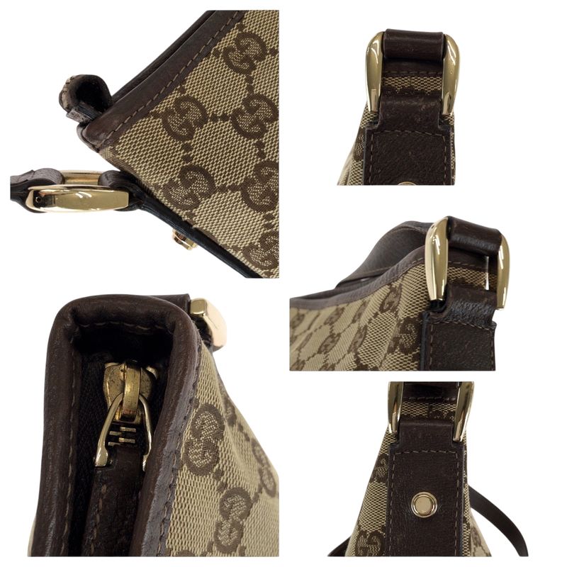 Gucci Abby Brown Gold Hardware GG Canvas Shoulder Bag Pochette — view 6