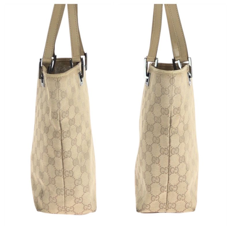 Gucci Beige Brown Silver Hardware GG Canvas Leather 31244 Tote Bag — view 8
