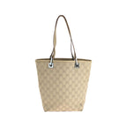 Gucci Beige Brown Silver Hardware GG Canvas Leather 31244 Tote Bag — view 2
