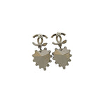 Chanel Coco Mark Heart Motif Plated Rhinestone Earrings 21AA — view 5