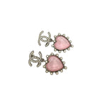 Chanel Coco Mark Heart Motif Plated Rhinestone Earrings 21AA — view 4