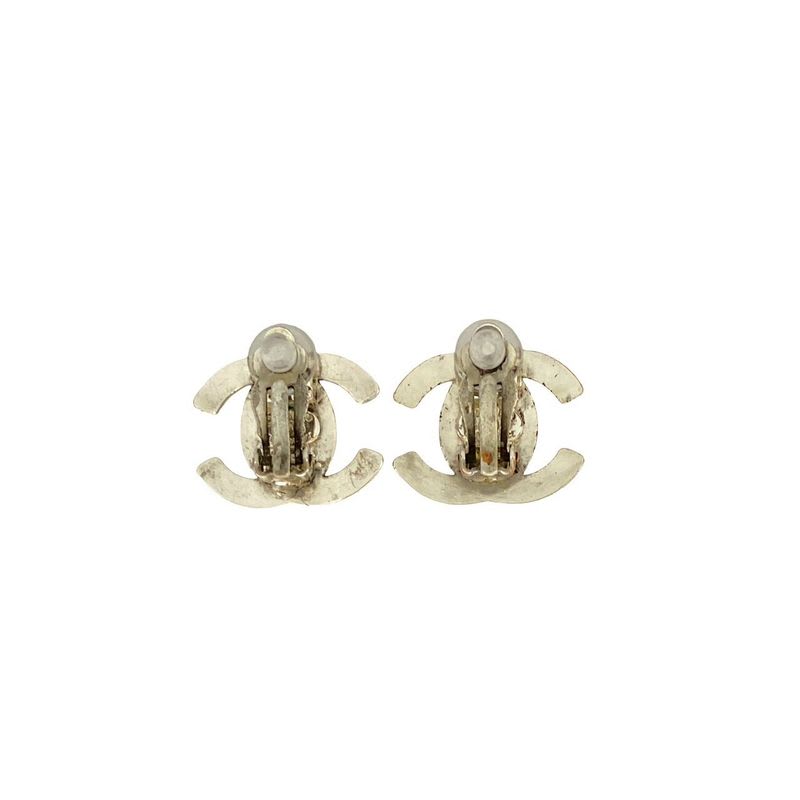 Chanel Vintage Coco Mark Turnlock Motif Plated Earrings Accessory 95A — view 5