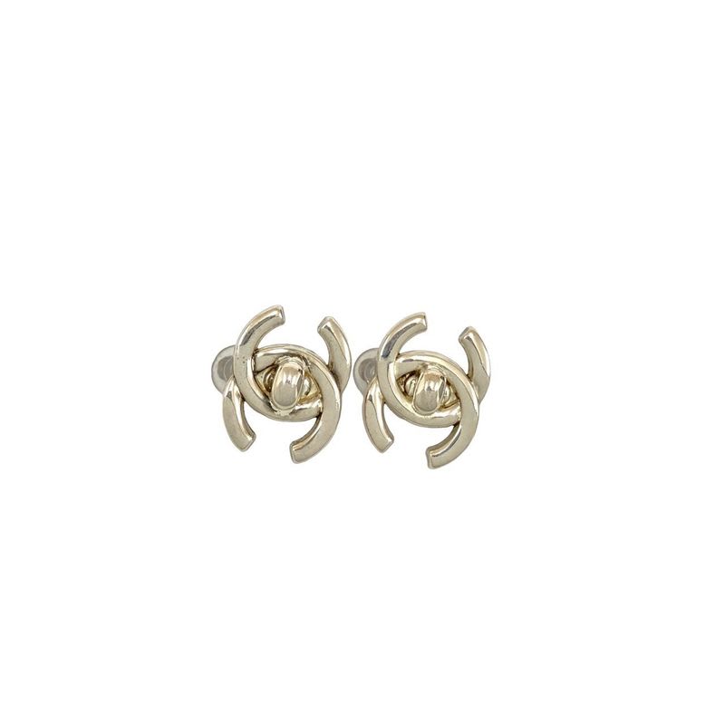 Chanel Vintage Coco Mark Turnlock Motif Plated Earrings Accessory 95A — view 4
