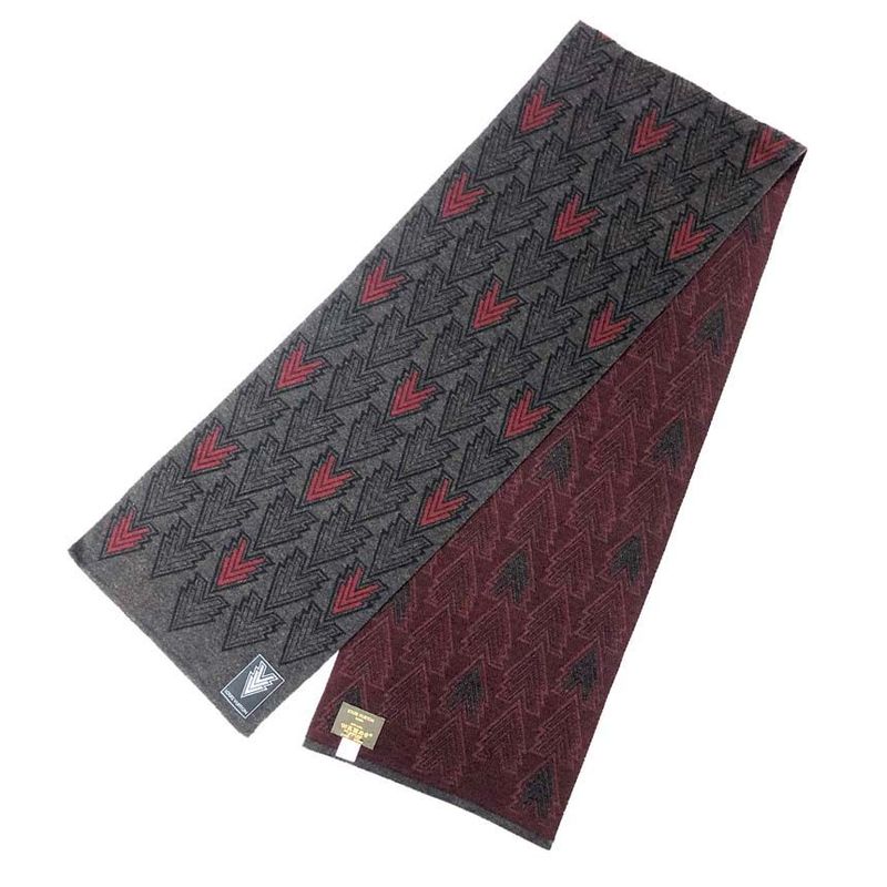 Louis Vuitton Scarf Echarpe Triple V Wool Grey and Bordeaux — view 2