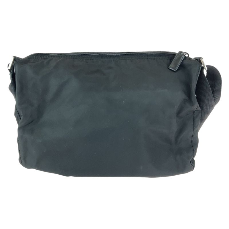 Prada Tessuto Triangle Logo Plate Black Silver Hardware Nylon Shoulder Bag — view 2