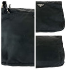 Prada Tessuto Triangle Logo Plate Black Silver Hardware Nylon Shoulder Bag — view 5