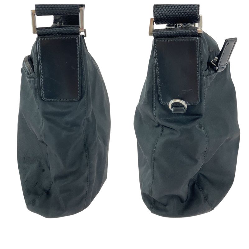 Prada Tessuto Triangle Logo Plate Black Silver Hardware Nylon Shoulder Bag — view 7