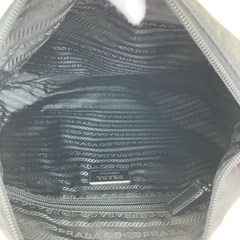 Prada Tessuto Triangle Logo Plate Black Silver Hardware Nylon Shoulder Bag — view 8
