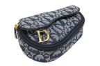 Dior Saddle Pouch Trotter Pattern Canvas Leather Navy Gold — view 3