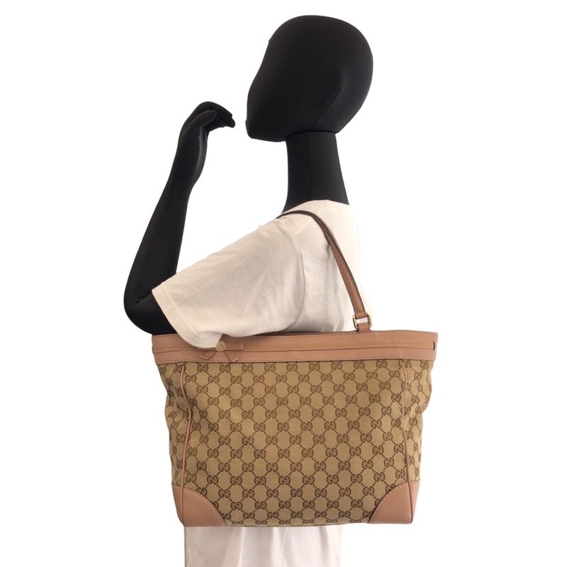 Gucci Mayfair Beige Pink GG Canvas Leather Tote Bag — view 6