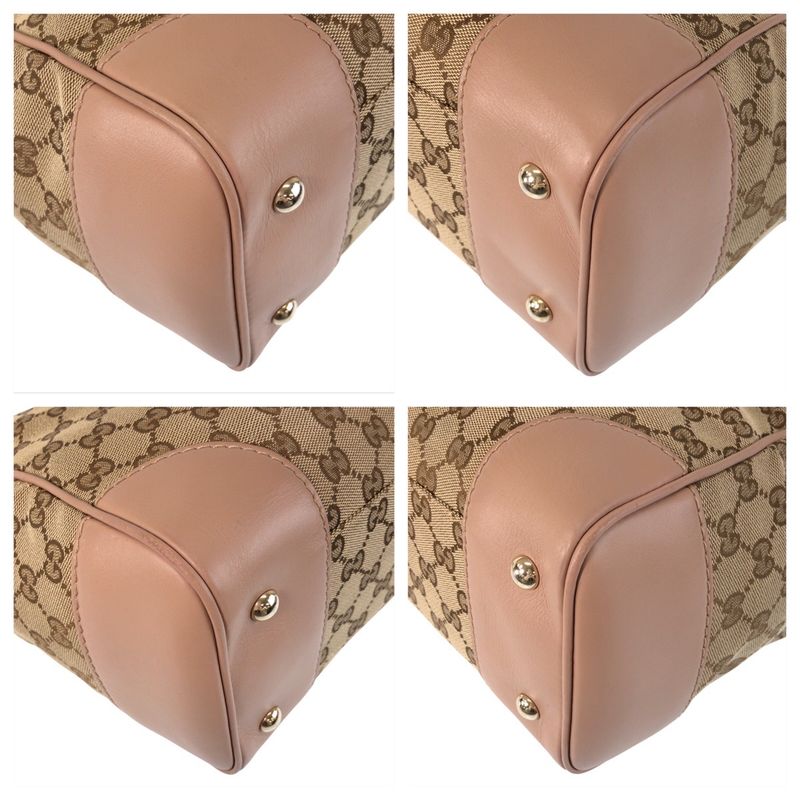 Gucci Mayfair Beige Pink GG Canvas Leather Tote Bag — view 3
