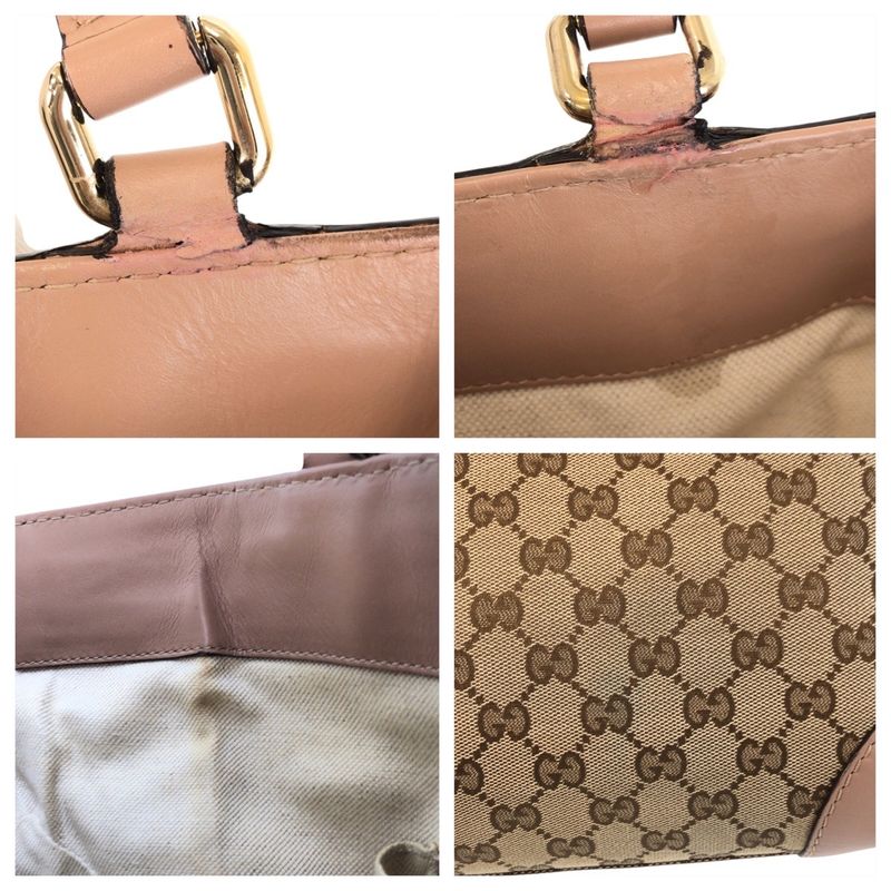 Gucci Mayfair Beige Pink GG Canvas Leather Tote Bag — view 5