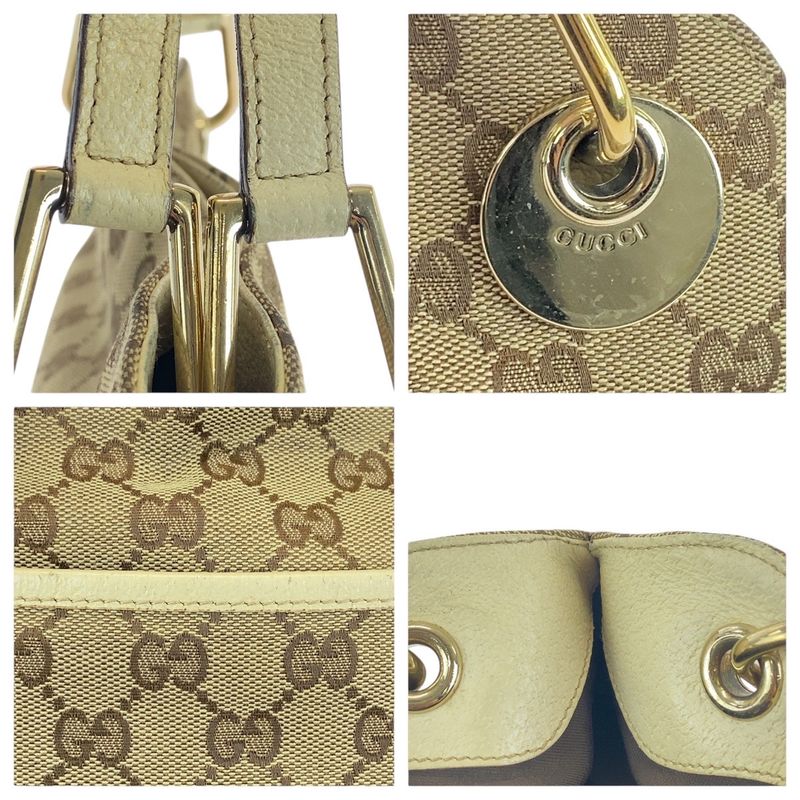 Gucci Beige Ivory Gold Hardware GG Canvas Leather Tote Bag — view 5