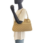 Gucci Beige Ivory Gold Hardware GG Canvas Leather Tote Bag — view 7