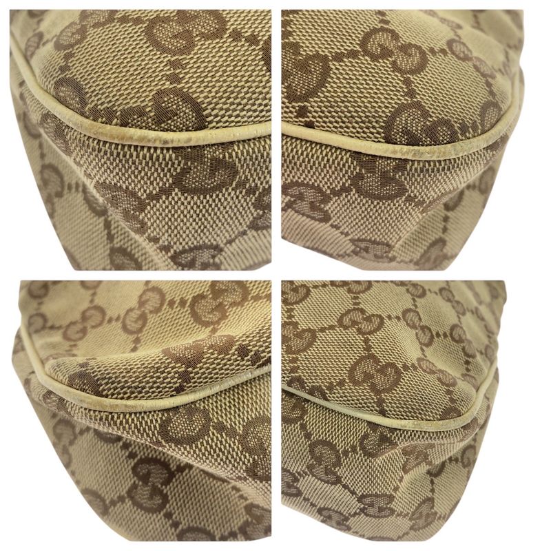 Gucci Beige Ivory Gold Hardware GG Canvas Leather Tote Bag — view 3