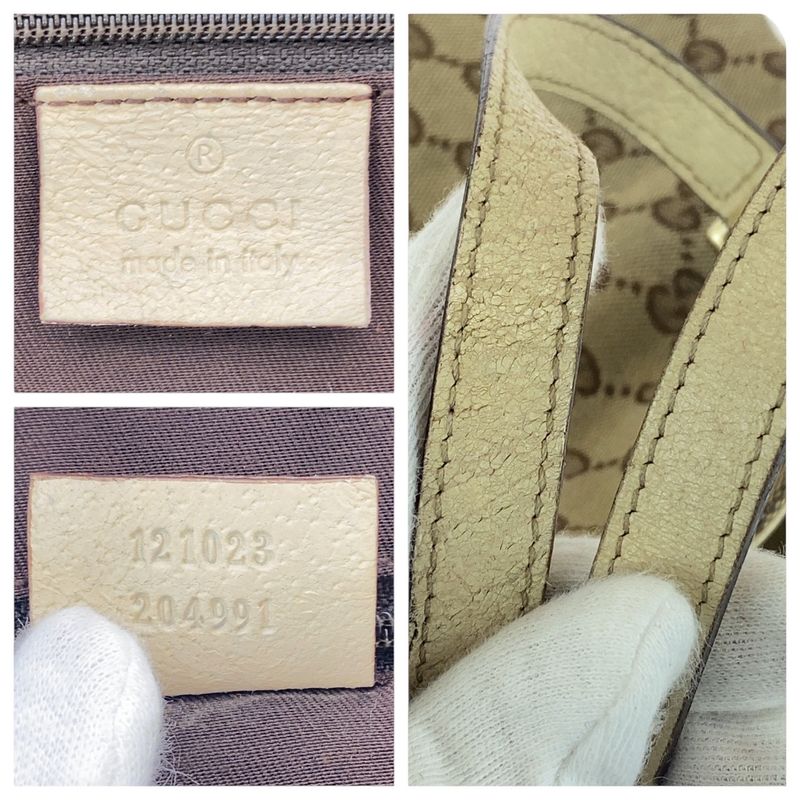 Gucci Beige Ivory Gold Hardware GG Canvas Leather Tote Bag — view 4