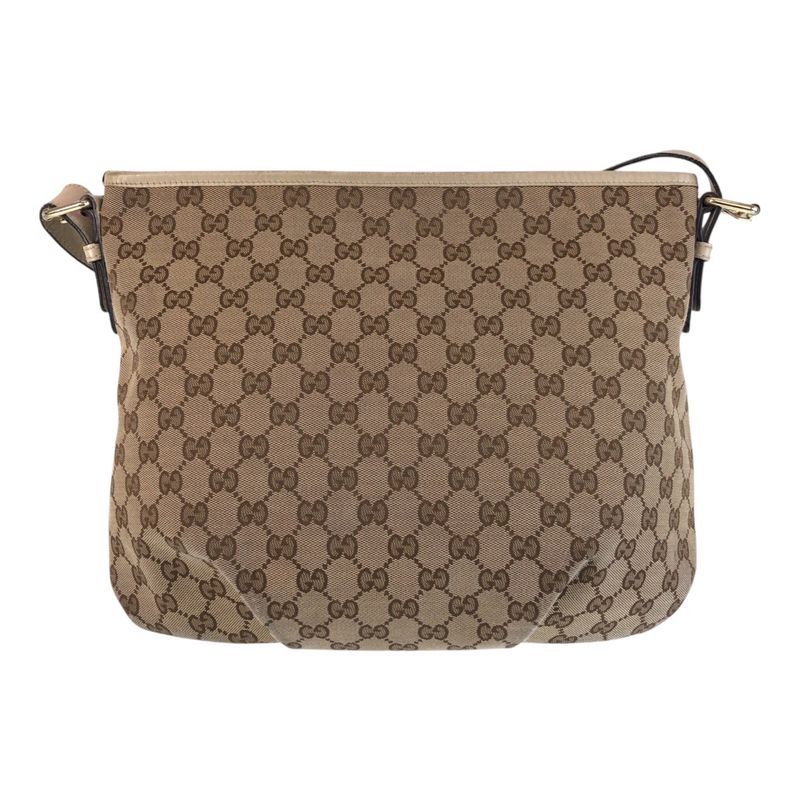 Gucci Beige Ivory Gold Hardware GG Canvas Leather Shoulder Bag Messenger — view 2