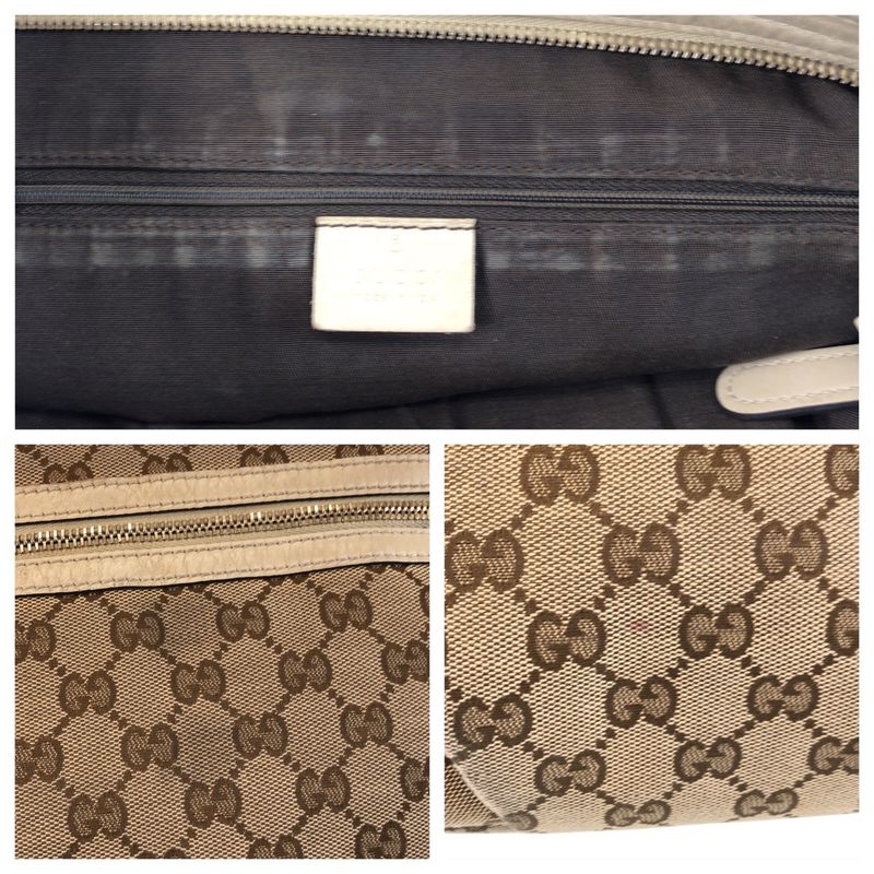 Gucci Beige Ivory Gold Hardware GG Canvas Leather Shoulder Bag Messenger — view 5