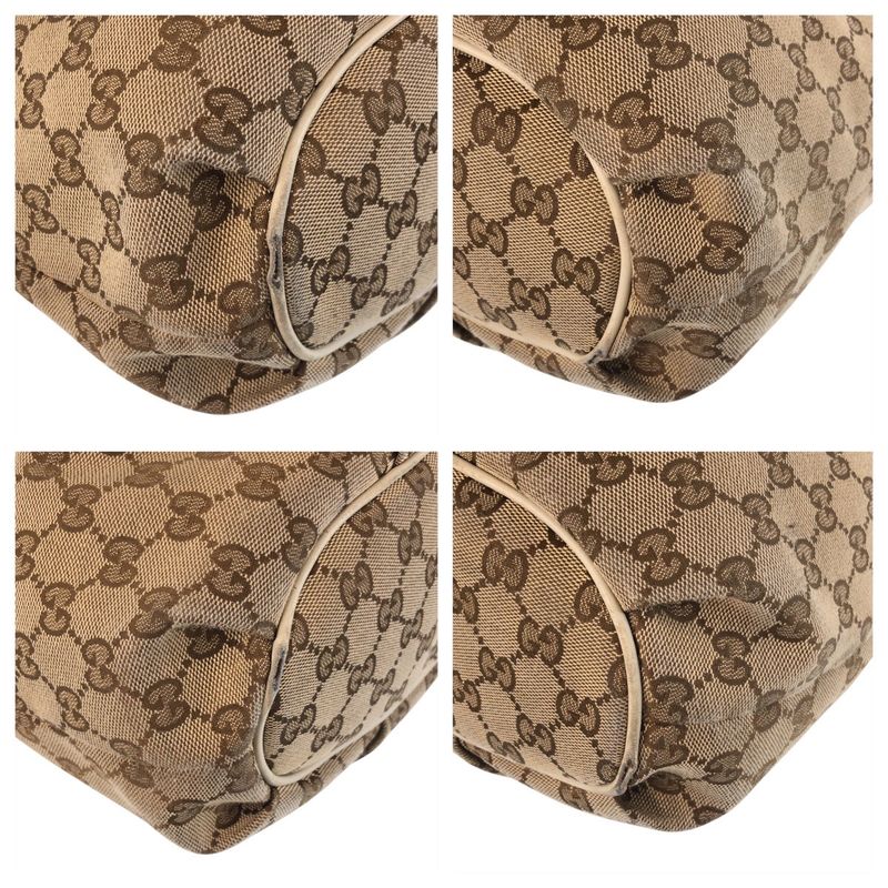 Gucci Beige Ivory Gold Hardware GG Canvas Leather Shoulder Bag Messenger — view 3