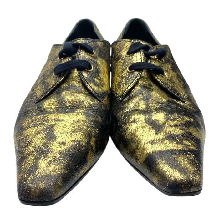 Chanel Loafers Metallic Oxford Coco Mark Logo Leather Shoes Gold Brown — view 2
