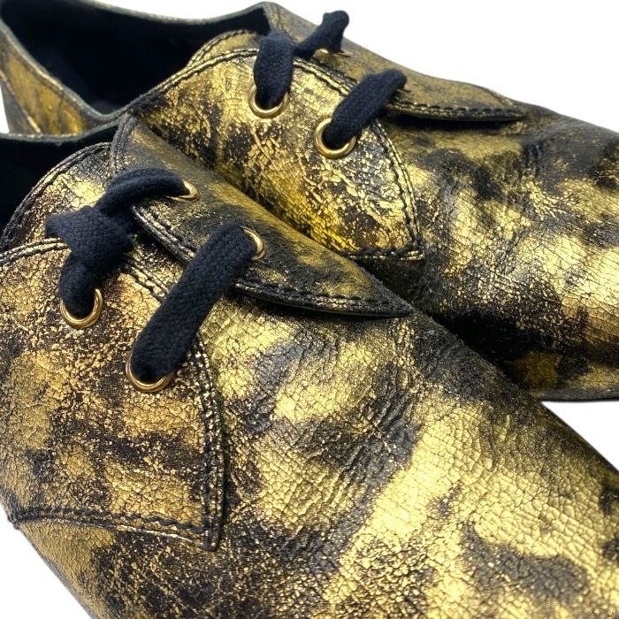 Chanel Loafers Metallic Oxford Coco Mark Logo Leather Shoes Gold Brown — view 6