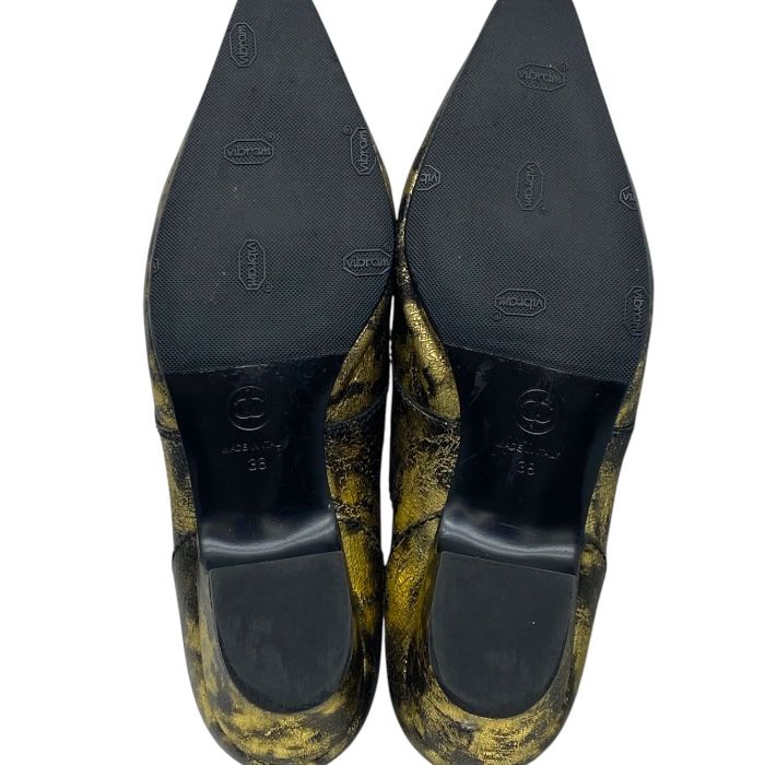 Chanel Loafers Metallic Oxford Coco Mark Logo Leather Shoes Gold Brown — view 9