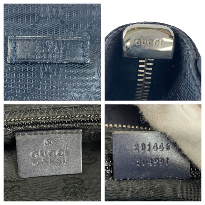 Gucci GG Imprime Black Canvas Leather Shoulder Bag Pochette — view 4