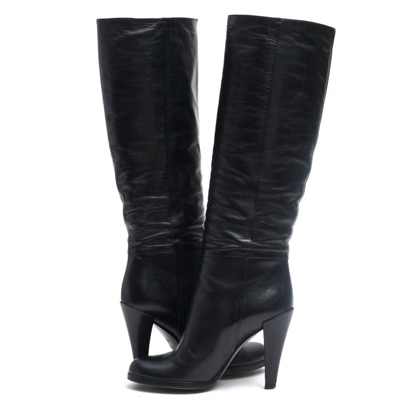 Gucci/ Long Boots Shoes Women Leather Black Plain Toe Sole — view 3