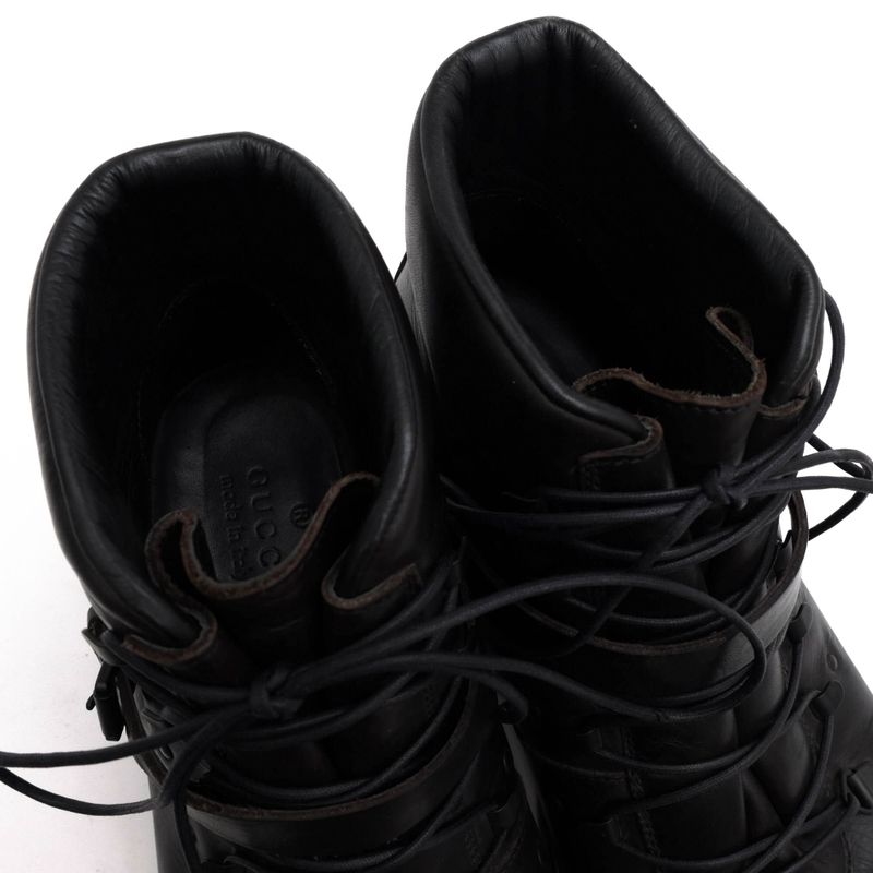 Gucci Work Boots Shoes Men Leather Black Stivaletto Suo Gomma — view 6