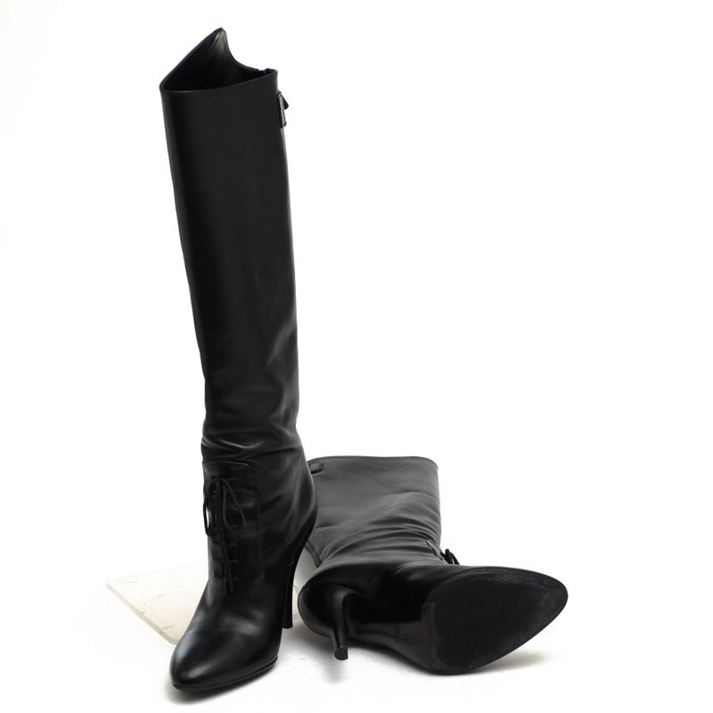 Gucci Long Boots Shoes Women Leather Black Elizabeth High Heel — view 7