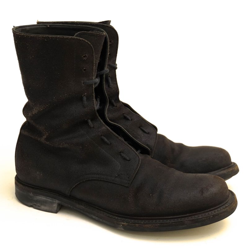 Prada Work Boots Shoes Men Suede Leather Black 2197 Plain Toe — view 2