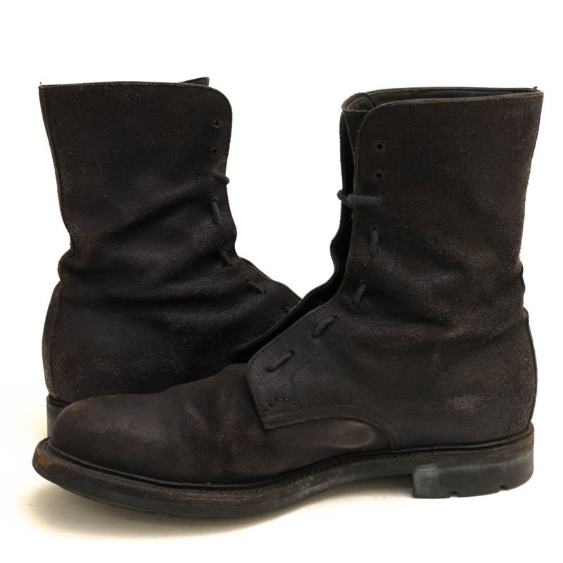 Prada Work Boots Shoes Men Suede Leather Black 2197 Plain Toe — view 3