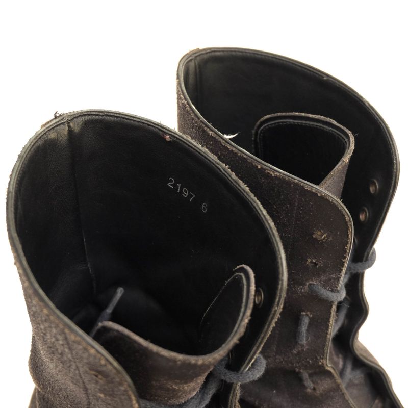 Prada Work Boots Shoes Men Suede Leather Black 2197 Plain Toe — view 6