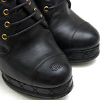 Chanel Booties Short Boots Shoes Women Leather Black Coco Mark — view 5