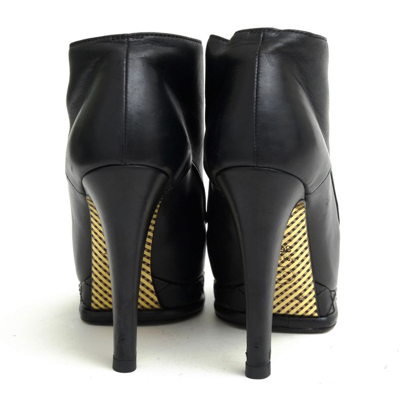 Chanel Booties Short Boots Shoes Women Leather Black Coco Mark — view 4