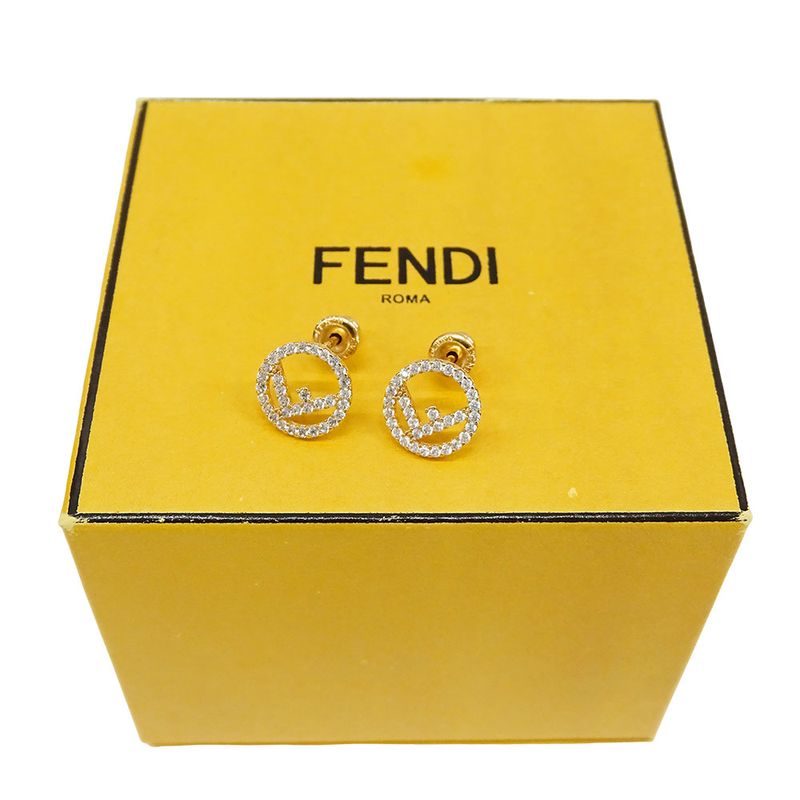 Fendi Earrings Fs Rhinestone Gold Accessory for Both Ears — view 6