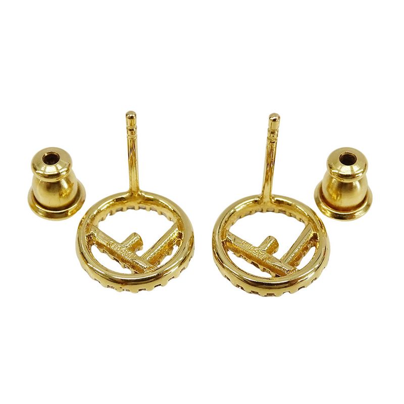 Fendi Earrings Fs Rhinestone Gold Accessory for Both Ears — view 5