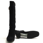 Gucci Long Boots Shoes Women Suede Leather Black Belt Design — view 7