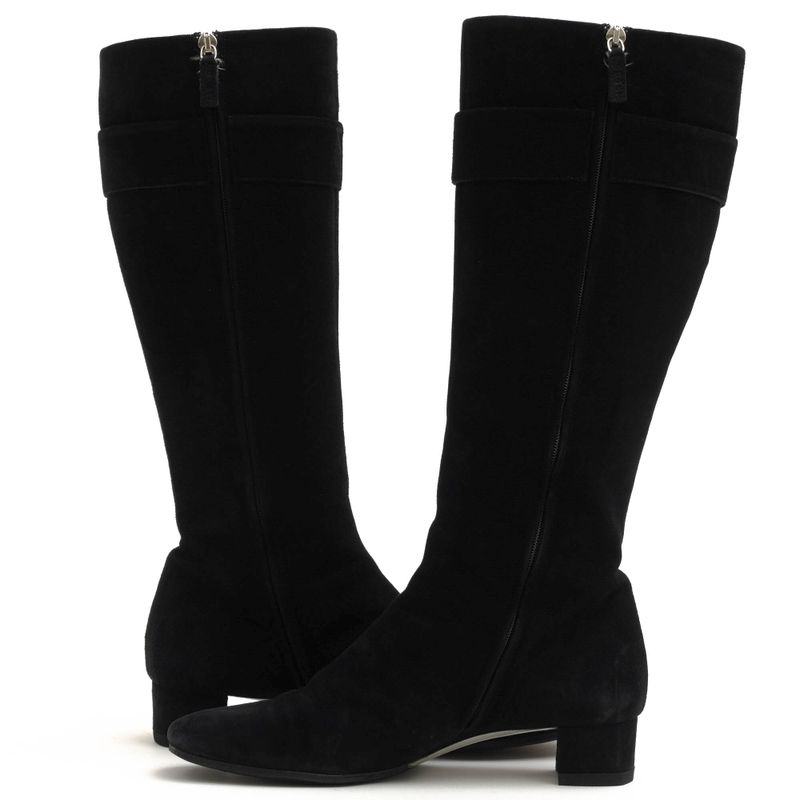 Gucci Long Boots Shoes Women Suede Leather Black Belt Design — view 3