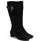 Gucci Long Boots Shoes Women Suede Leather Black Belt Design — view 2